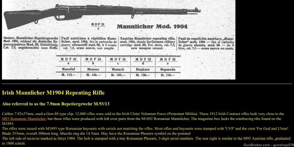 Steyr Mannlicher Austrian Export Bayonet Irish Ulster Contract 1912 1904 88-img-12