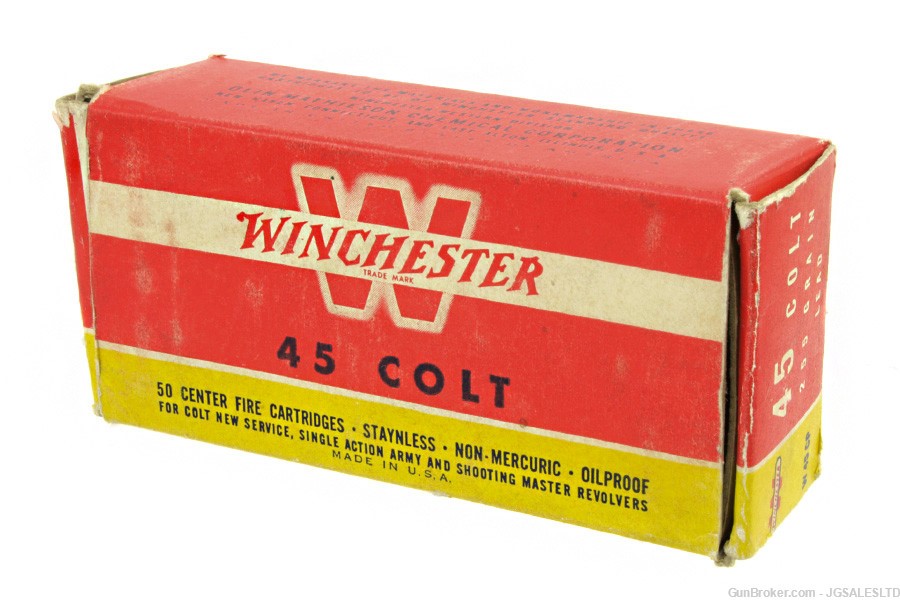 Vintage Winchester 45LC Long Colt Ammo, 50rd Box, 255gr Lead Ammunition-img-0
