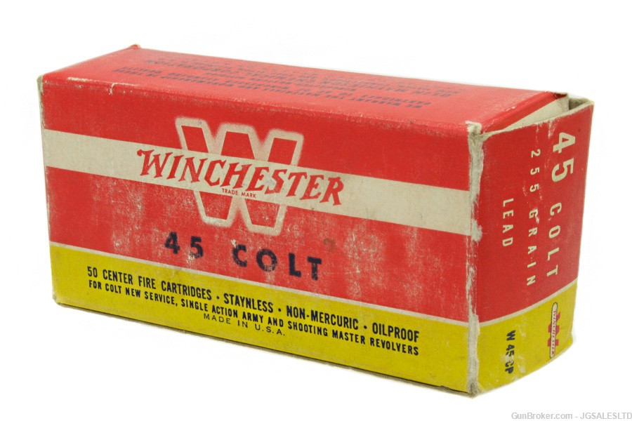 Vintage Winchester 45LC Long Colt Ammo, 50rd Box, 255gr Lead Ammunition-img-2