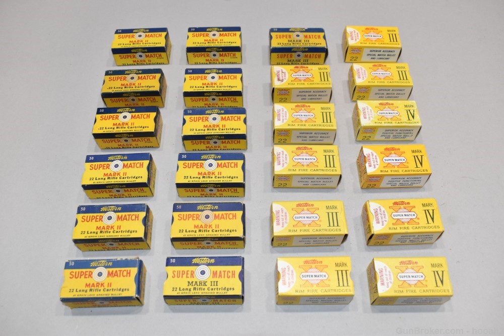 24 Boxes 1149 Rds Vintage Western Super Match Mark II III & IV 22 LR Clean-img-0