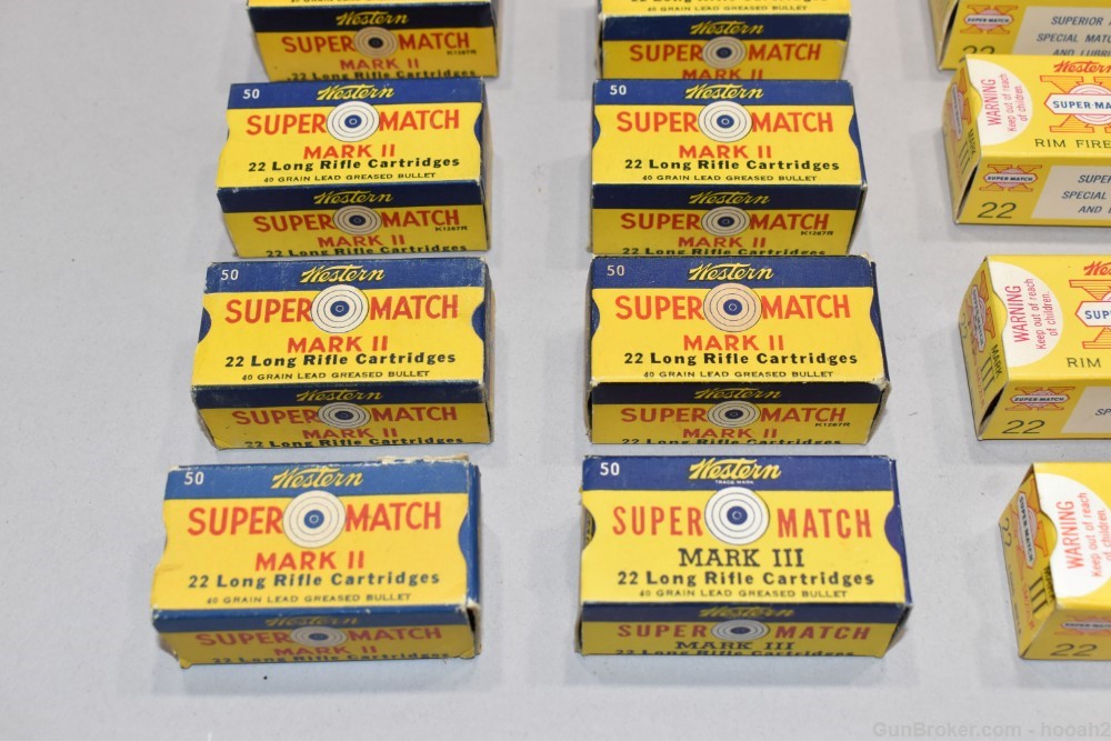 24 Boxes 1149 Rds Vintage Western Super Match Mark II III & IV 22 LR Clean-img-2