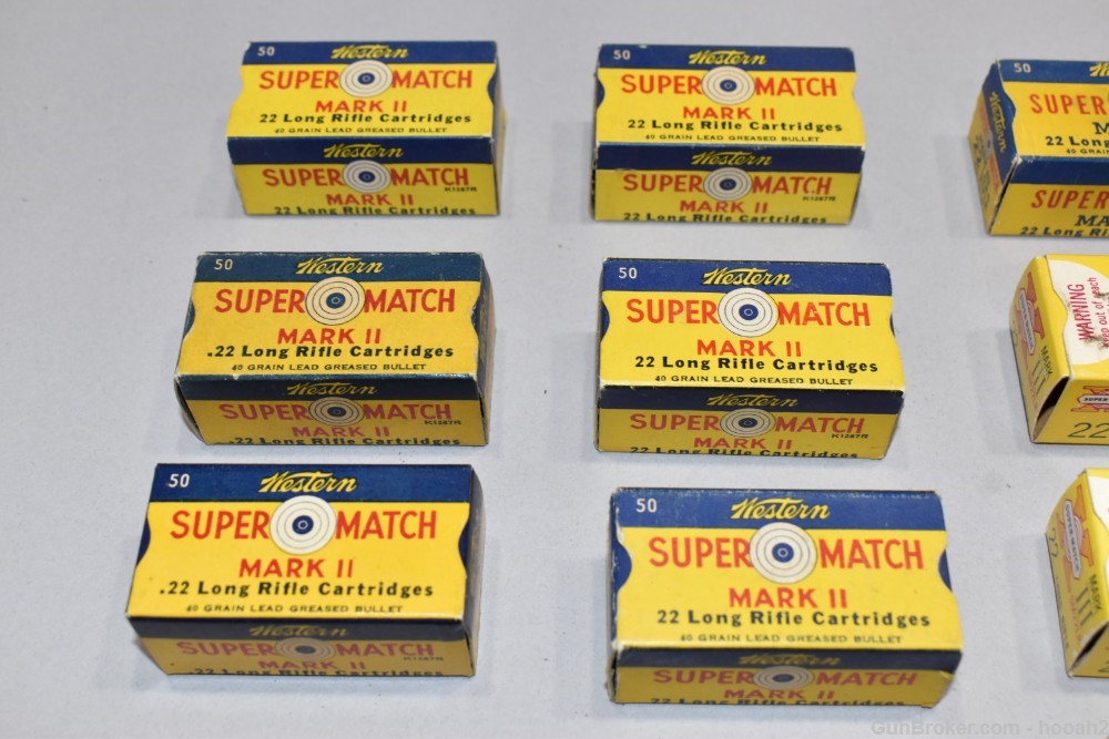 24 Boxes 1149 Rds Vintage Western Super Match Mark II III & IV 22 LR Clean-img-1