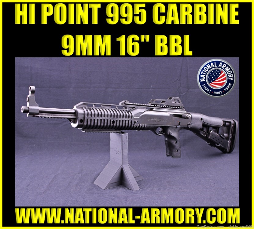 HI POINT CARBINE 995 16.5" BBL 9MM ADJUSTABLE STOCK MAG HOLDER 2-10RD MAGS-img-0