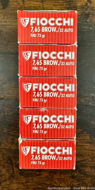 PENNY START: Fiocchi .32 Auto/ 7.65 Browning FMJ 73 Gr - 250 Rounds-img-1