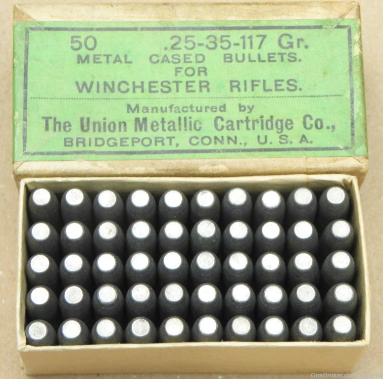F&C 50 Rd 2-Pc Box 117 Gr 25-35 Win Bullets by Union Metallic Cartridge Co-img-1