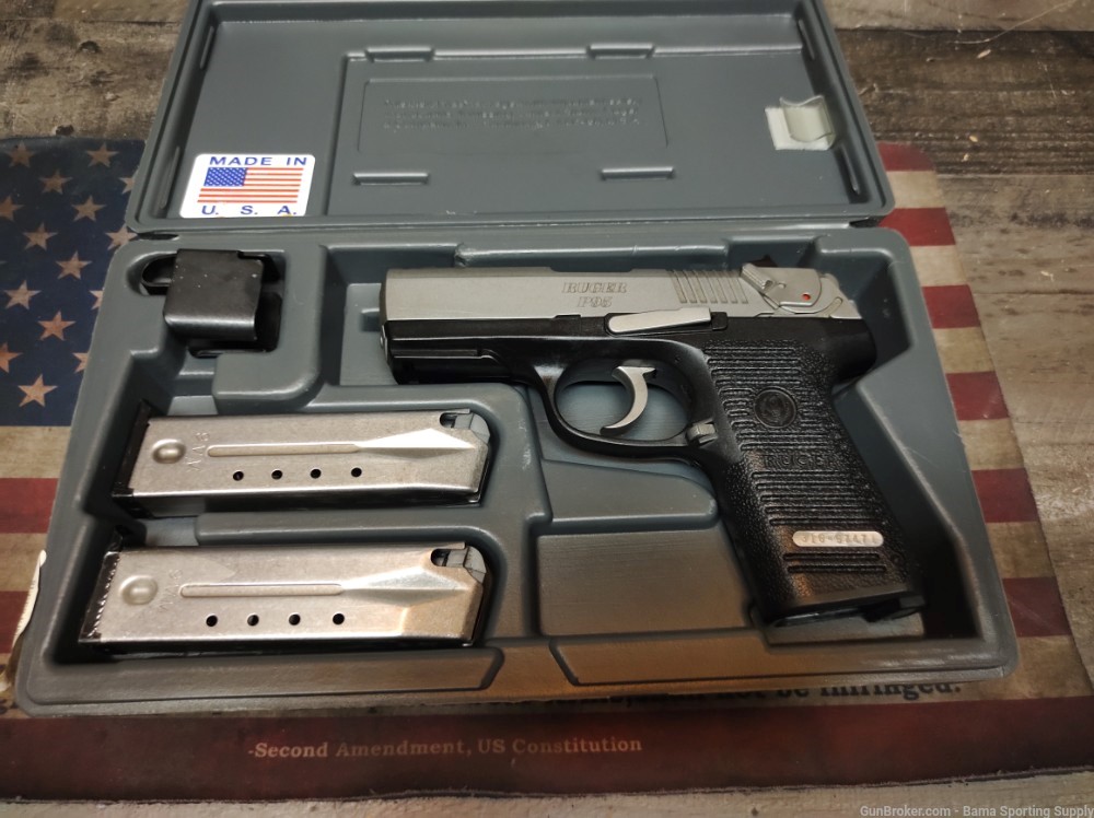 LOOK! GREAT COND RUGER P95 STAINLESS 9mm w/2Mags& Original Case! PENNY! NR!-img-2