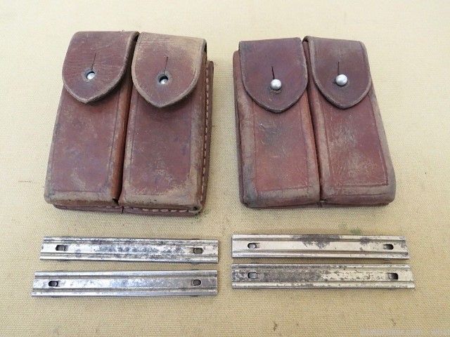 2 Sets Mauser Broomhandle C96 Stripper Clips & Chinese Leather Clip Pouch-img-0