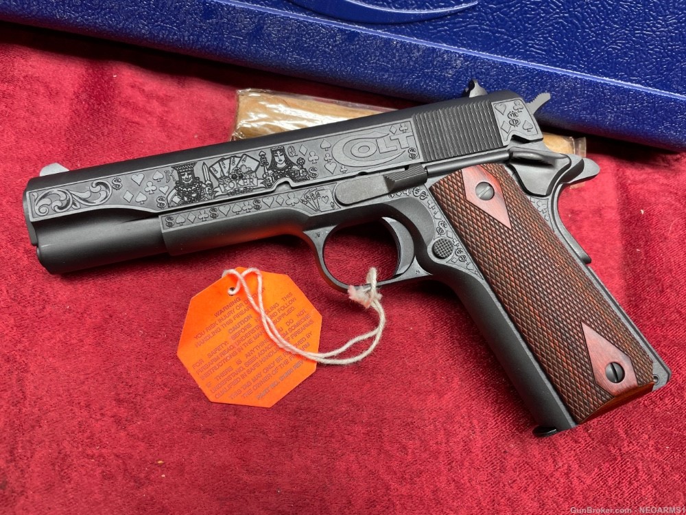 NIB Colt 1911 45 acp stunning Engraved Gambler!-img-0