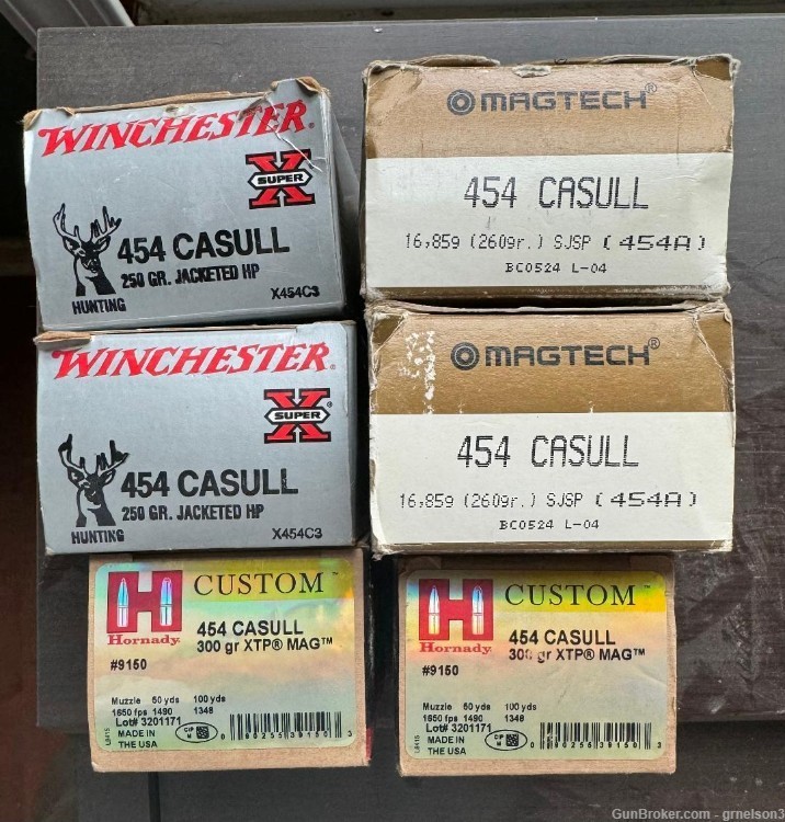 454 Casull ammo, various manufacturers, 120 rounds-img-0