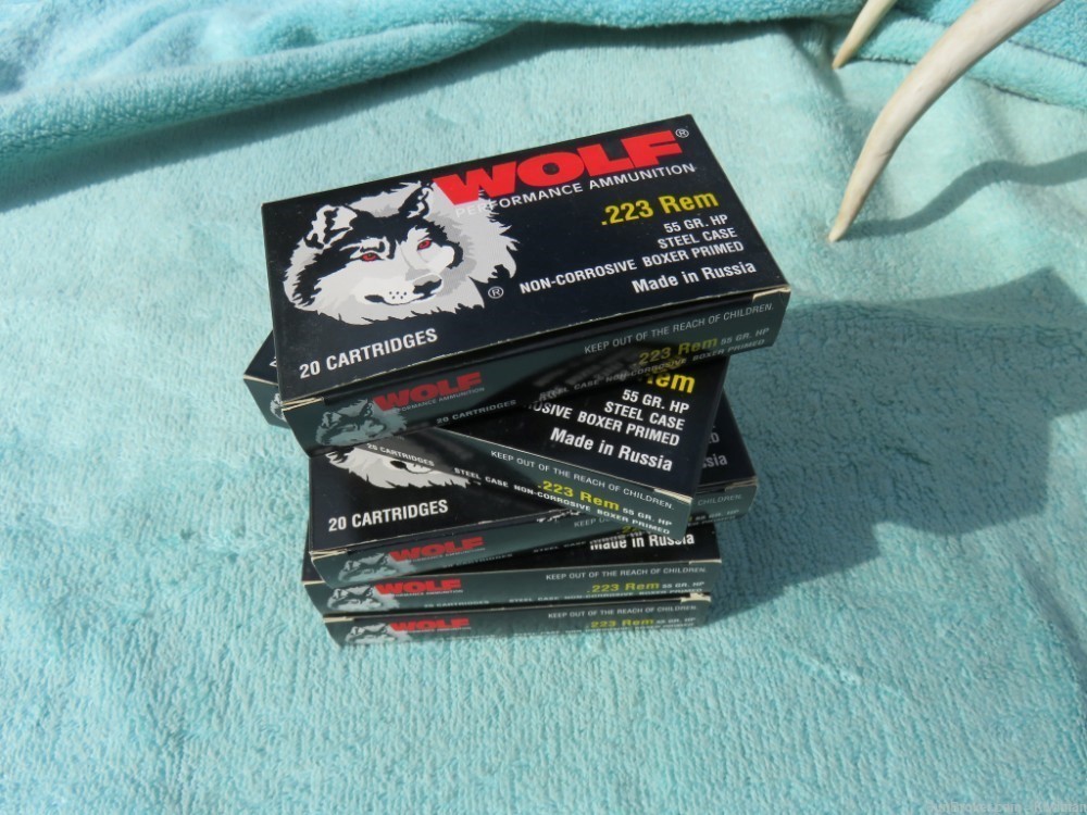 Wolf 100 Rounds .223 Rem 55gr HP's Boxer Primed Non Corrosive-img-11