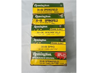 Remington 30-06 lot of 100 rounds 150, 180, 125 grain 