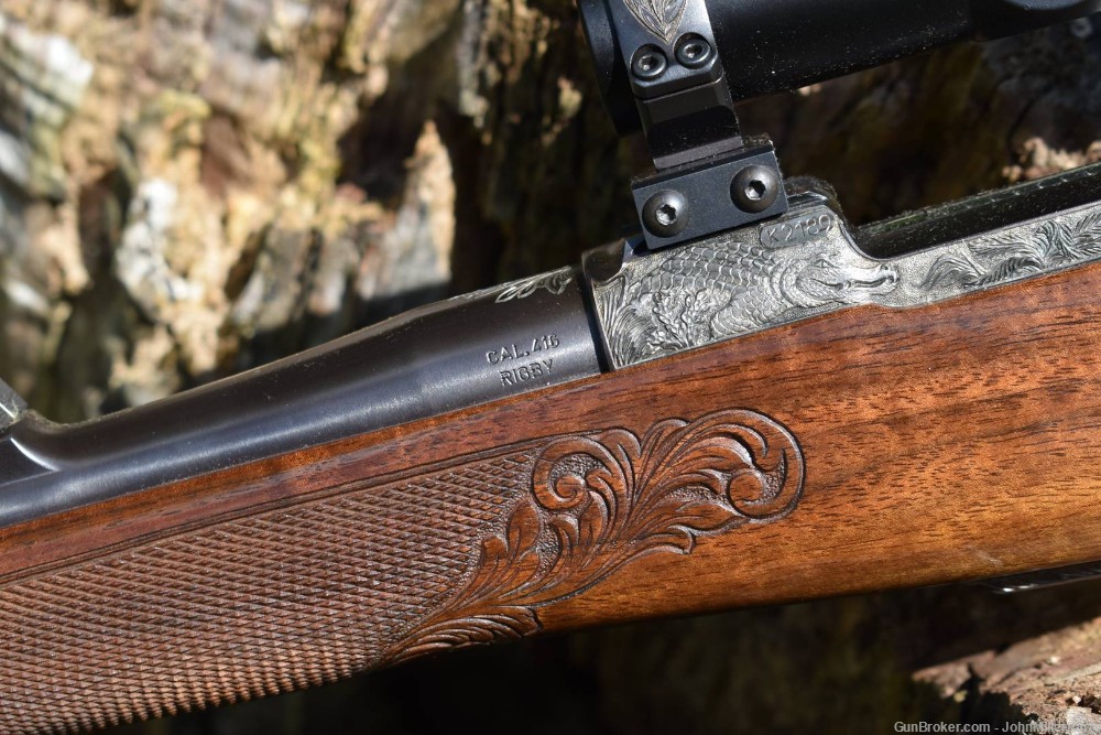 engraved CZ 550 Magnum .416 Rigby express safari rifle gold -img-7