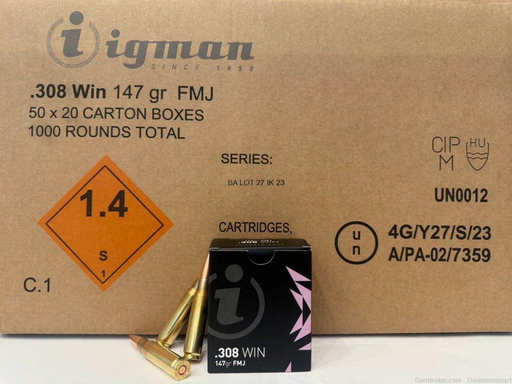 Igman 308 Winchester Ammo 147 Grain FMJ 800 rounds-img-2
