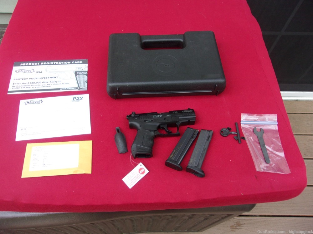 Walther P22 3.42" Semi Auto .22lr Compact Pistol Threaded BRL 99.9% $1START-img-1