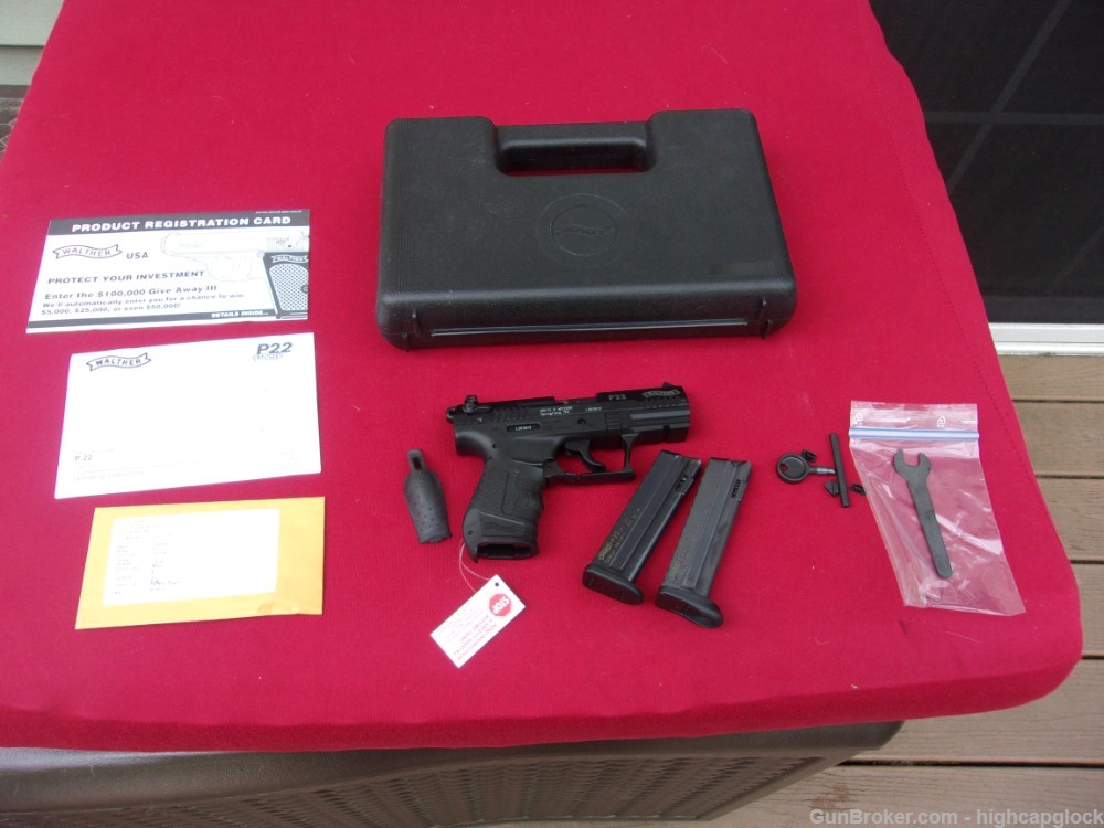 Walther P22 3.42" Semi Auto .22lr Compact Pistol Threaded BRL 99.9% $1START-img-27