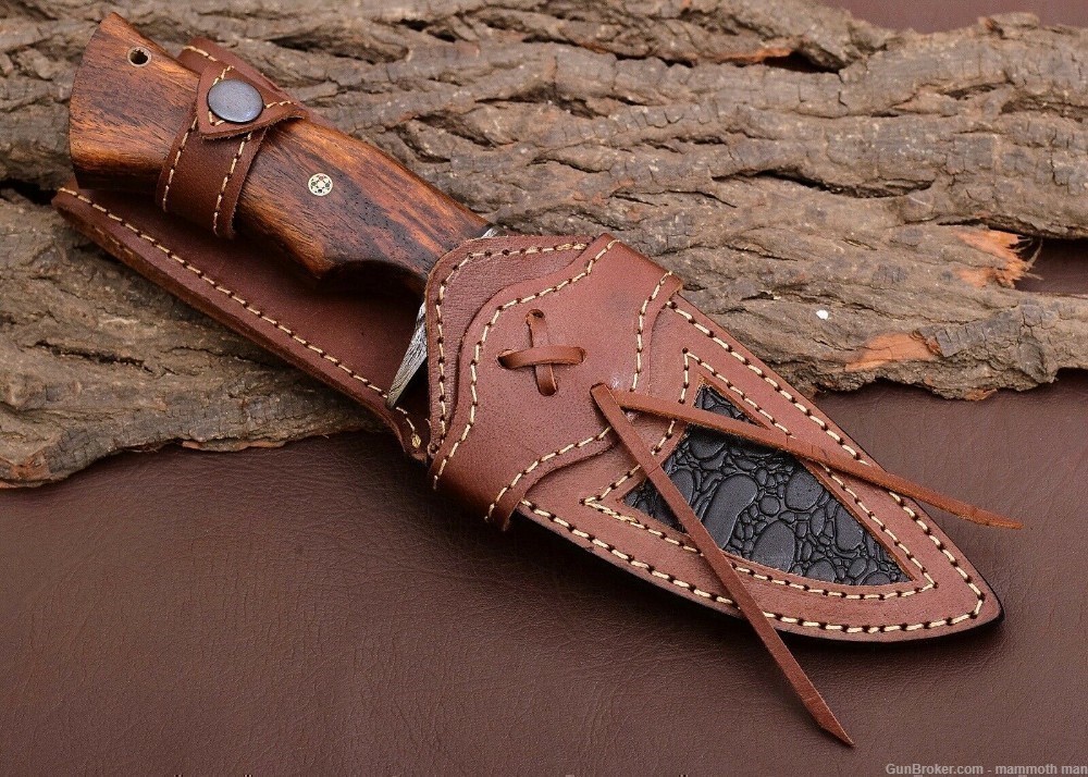  Damascus knife Custom sheath walnut handle-img-3