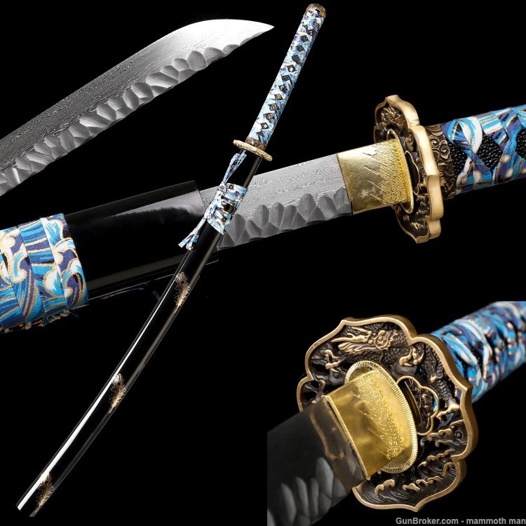 Real clay Hamon Awesome pattern Forged Sword-img-0