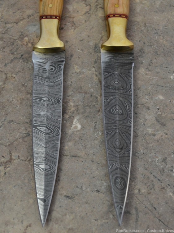 Custom Made Damascus Steel Set of 2 Hunting Dagger Knives (LT-861)-img-5