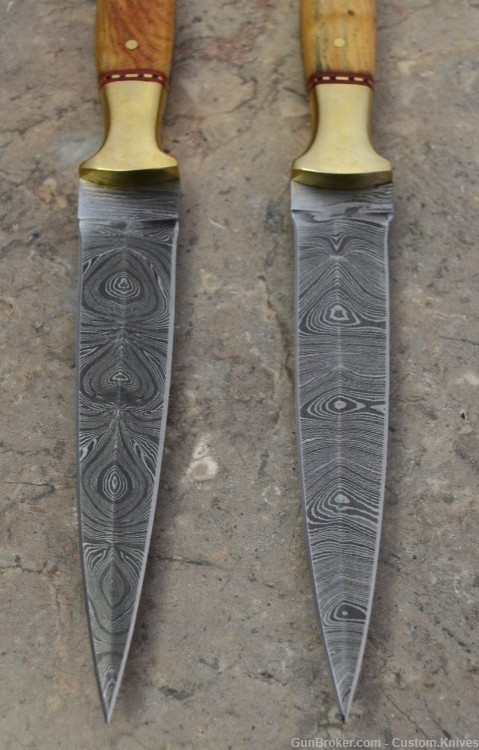 Custom Made Damascus Steel Set of 2 Hunting Dagger Knives (LT-861)-img-2