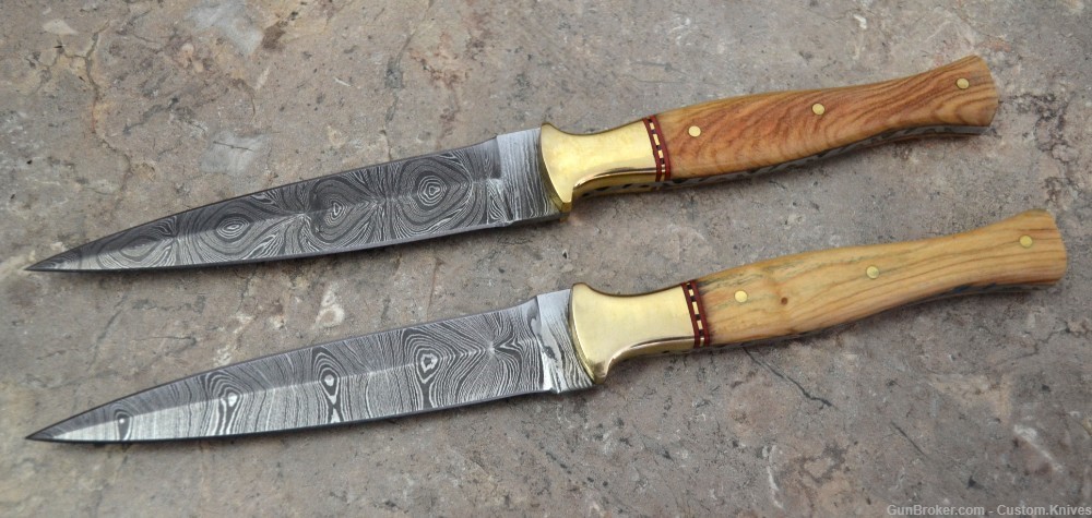 Custom Made Damascus Steel Set of 2 Hunting Dagger Knives (LT-861)-img-0