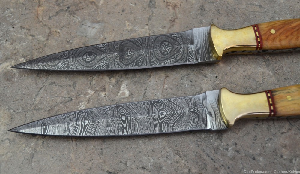 Custom Made Damascus Steel Set of 2 Hunting Dagger Knives (LT-861)-img-1