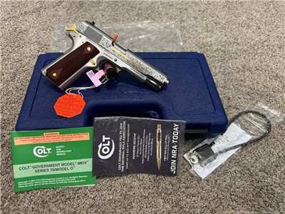 Colt 1911C government 38 super DHM engraved polished stainless ss rare NIB