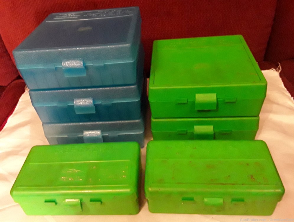 MTM Case-Gard Pistol Ammo Lot of 7 x Flip-Top Boxes 44 MAG to 45 L COLT-img-0