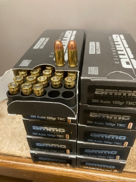 Ammo Inc 380 ACP  100 GR TMC 500 Rounds Brass Casing-img-1