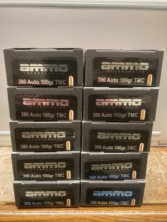 Ammo Inc 380 ACP  100 GR TMC 500 Rounds Brass Casing-img-0