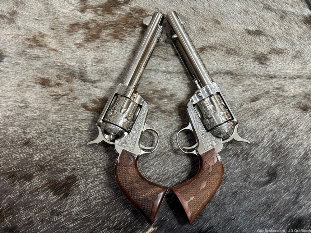 NEW PAIR CONSEC SERIAL NO. 1873 45 COLT 5.5" BUFFALO BILL ENGRAVED CIMARRON-img-23