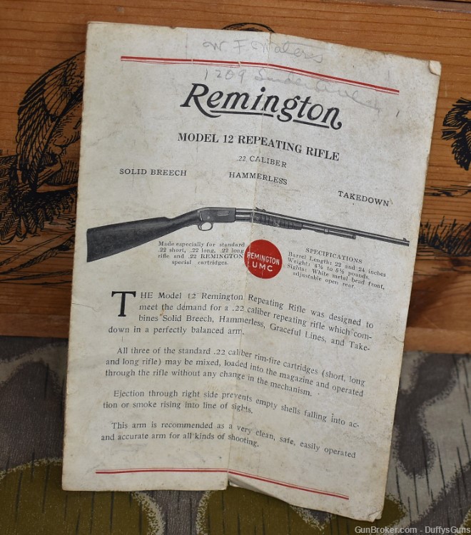 Remington Model 12 Repeating Rifle original manual-img-0