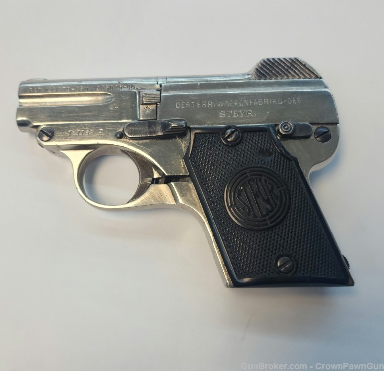 Steyr N.Pieper 1908 pocket pistol .25 cal  MARKED MISSING TRIGGER BAR-img-1