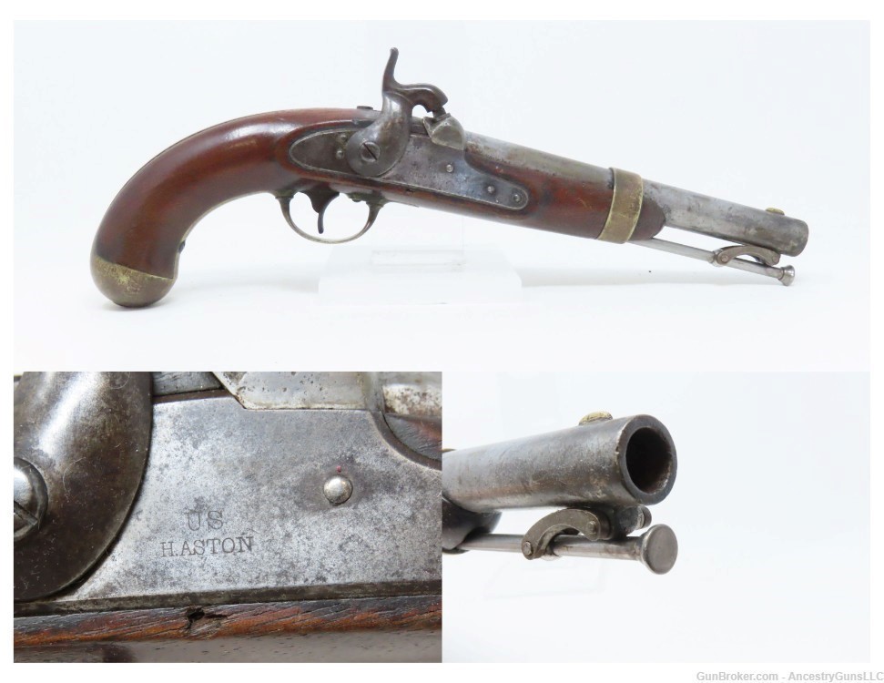 Antique HENRY ASTON 1st U.S. Contract Model 1842 DRAGOON Percussion Pistol -img-0