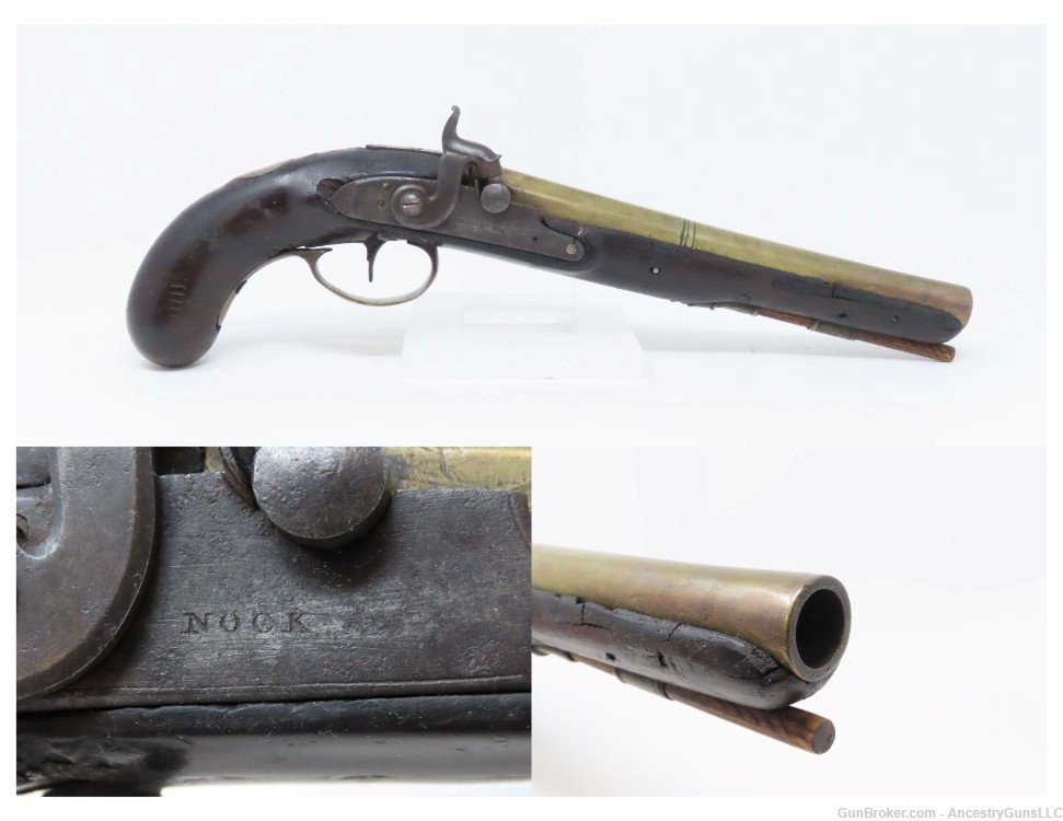 Pre-1813 PROOFED Antique NOCK .60 Cal. PERCUSSION Conversion TRADE Pistol  -img-0