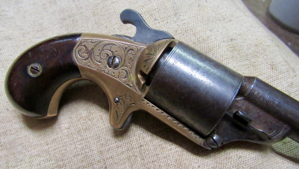 Civil War Moore Teat Fire Revolver Brass Frame Engraved .01 NO RESERVE-img-1