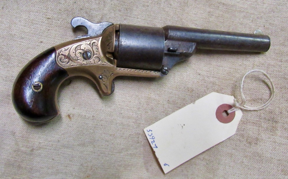 Civil War Moore Teat Fire Revolver Brass Frame Engraved .01 NO RESERVE-img-0
