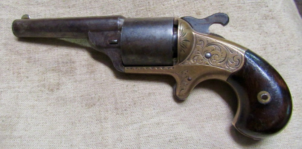 Civil War Moore Teat Fire Revolver Brass Frame Engraved .01 NO RESERVE-img-5
