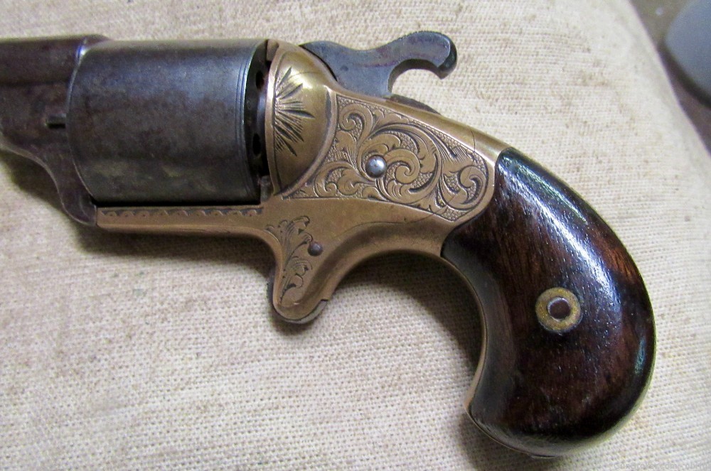 Civil War Moore Teat Fire Revolver Brass Frame Engraved .01 NO RESERVE-img-7