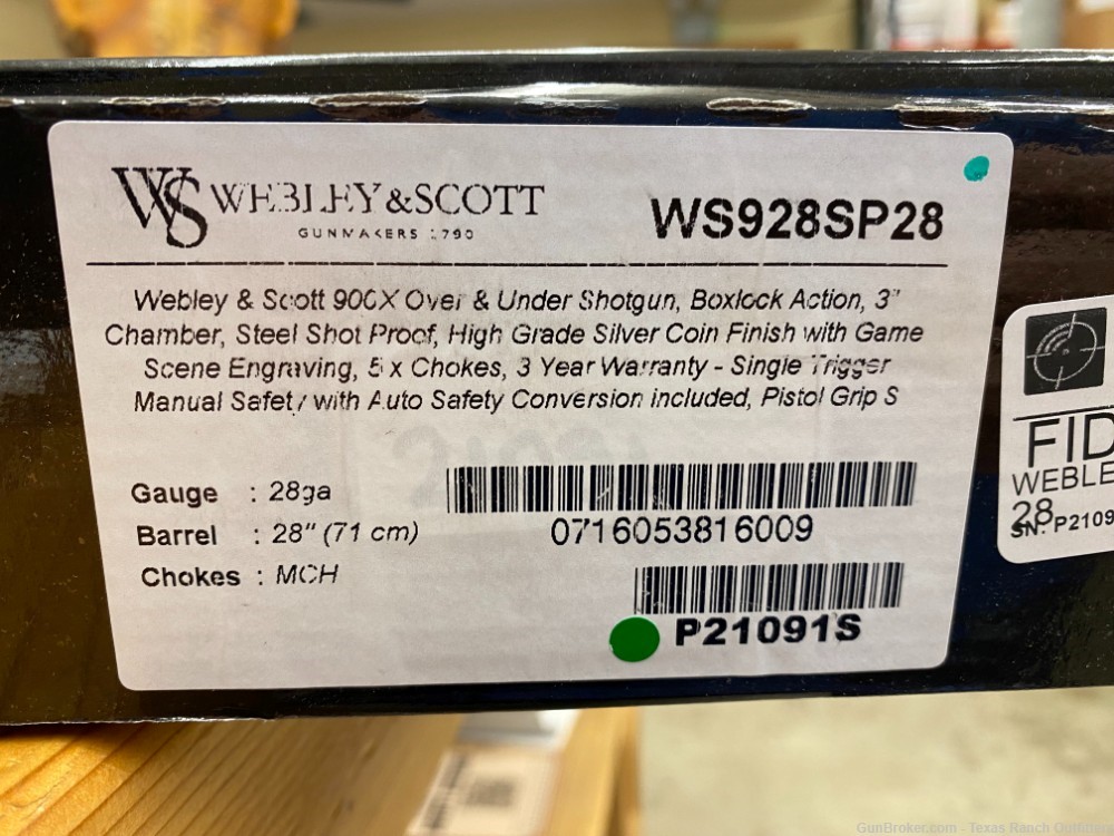 Webley & Scott 928SP Side Plate 28GA 28" Engraving High Grade 3" NIB-img-9