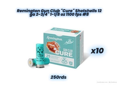 Remington Gun Club "Cure" Shotshells 12 ga 2-3/4" 1-1/8 oz 1100 fps #8 case