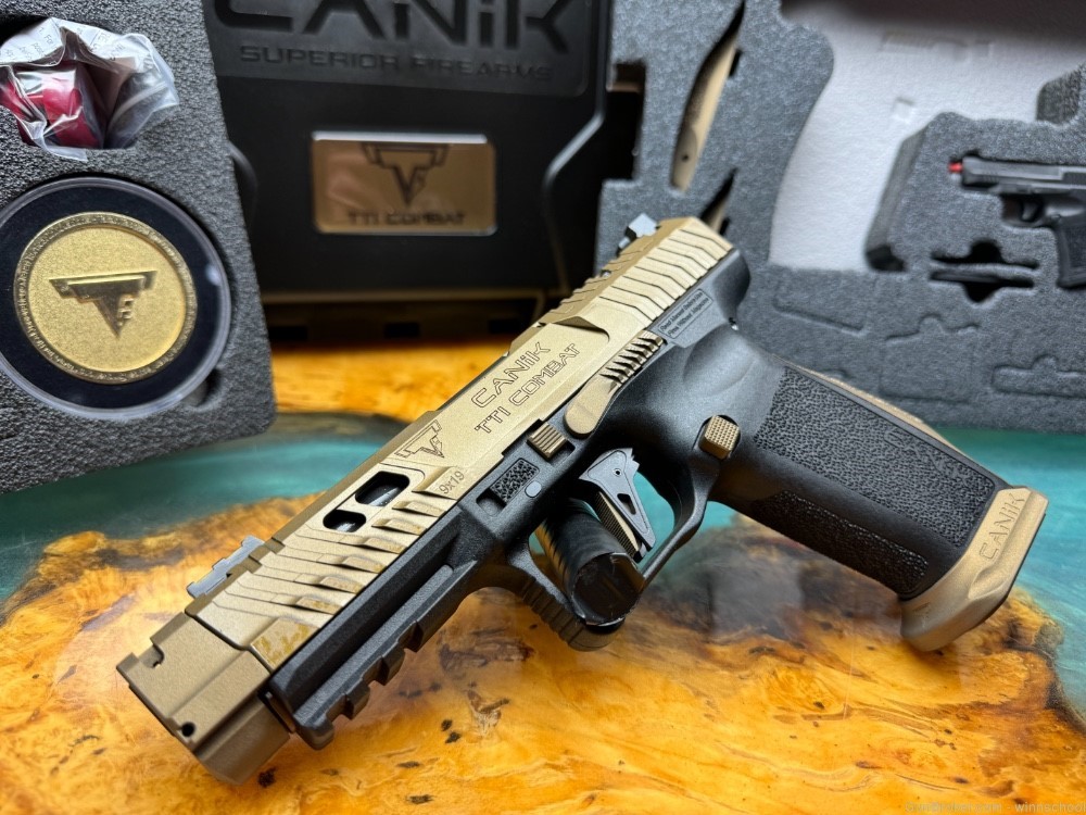 NIB ! CANIK TTI COMBAT BRONZE TARAN TACTICAL .9MM OPTIC READY SLIDE CUT-img-6