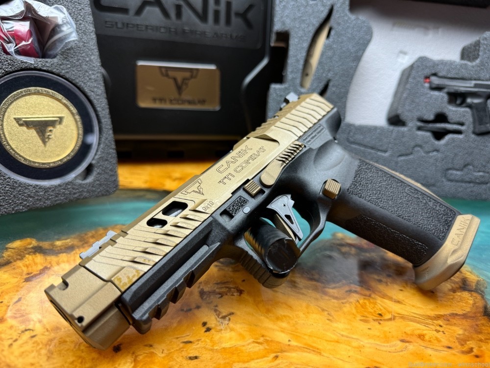 NIB ! CANIK TTI COMBAT BRONZE TARAN TACTICAL .9MM OPTIC READY SLIDE CUT-img-2