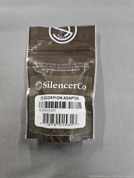SilencerCo CZ Scorpion Octane Adapter 18x1 Stainless Steel Black Oxide-img-1