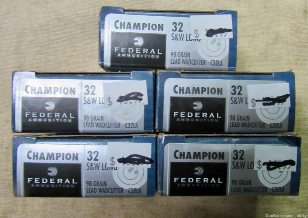 100 Rounds of Federal .32 S&W Long 98 gr Wadcutter Ammo .01 NO RESERVE-img-1
