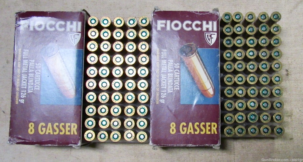 100 Round of Fiocchi 8mm Gasser Ammo FMJ 126gr .01 NO RESERVE-img-0