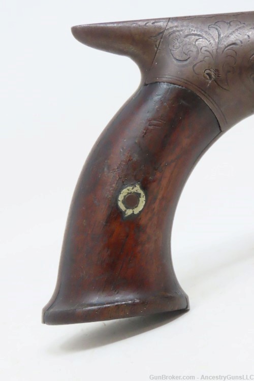 ENGRAVED Antique American Saw Handle .45 Percussion TARGET/DUELING Pistol  -img-2