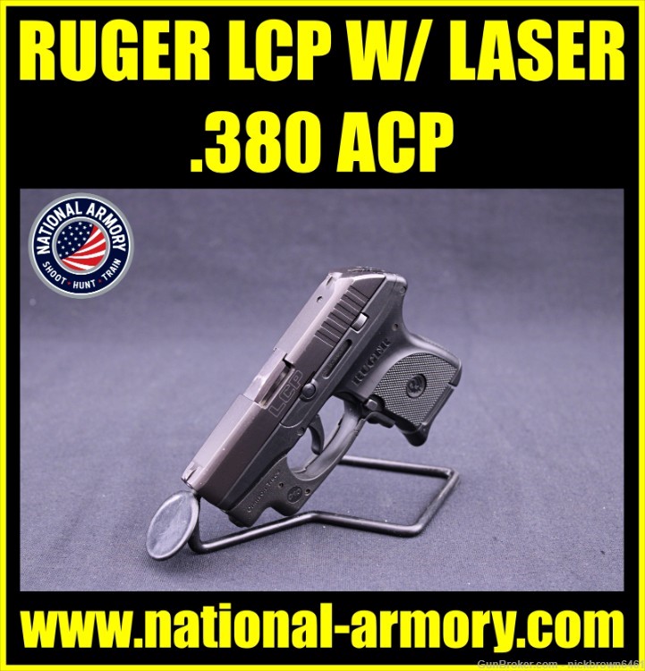 RUGER LCP .380 ACP 2.75” BBL 6+1 CAP BLACK W/ LASER FACTORY BOX-img-0