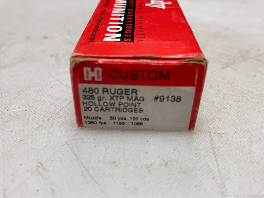 20 rounds Hornady .480 Ruger 325GR XTP Hollow Point 9138 NO CC FEES-img-1