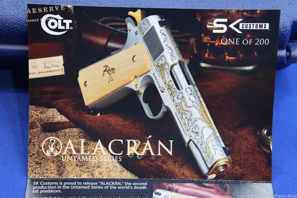 Colt Untamed Series ALACRAN 1911 Pistol GOLD ENGRAVED 38 Super 1 of 200 New-img-28