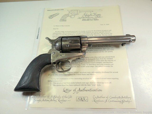 Colt SAA 1ST Gen US Cavalry 1874 Ainsworth Inspected With Kopec Letter-img-0